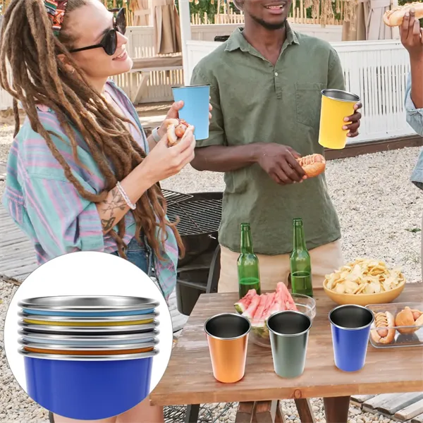 Stainless Steel Reusable Drinking Cups - 12oz/16oz - Stainless Steel Reusable Drinking Cups - 12oz/16oz - Image 7 of 11