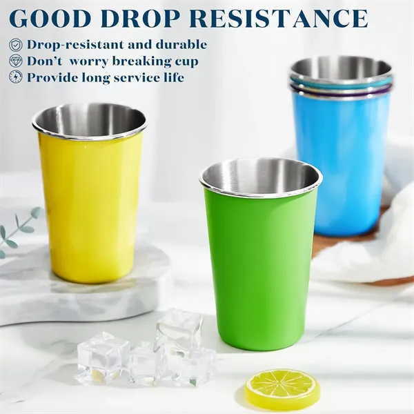 Stainless Steel Reusable Drinking Cups - 12oz/16oz - Stainless Steel Reusable Drinking Cups - 12oz/16oz - Image 10 of 11