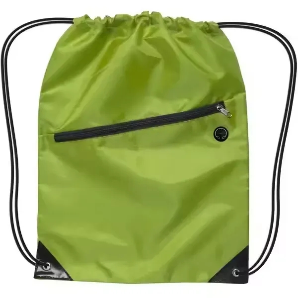 Polyester Drawstring Backpack With Zipper - Polyester Drawstring Backpack With Zipper - Image 3 of 4
