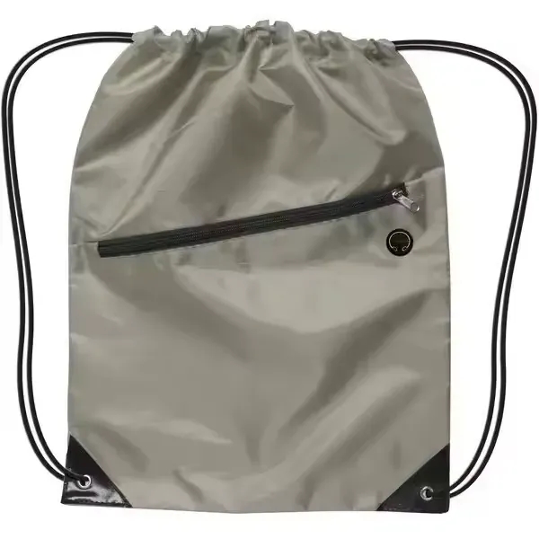 Polyester Drawstring Backpack With Zipper - Polyester Drawstring Backpack With Zipper - Image 4 of 4