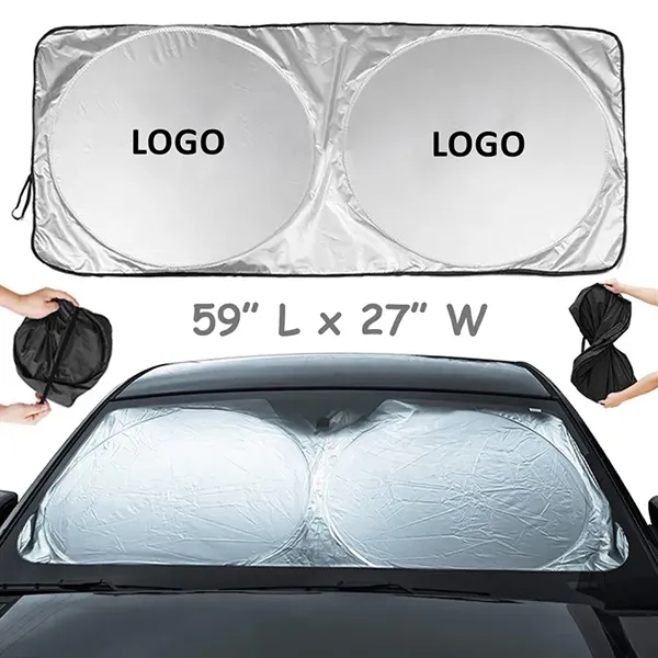 60'' Collapsible Car Windshield Sun Shade with Pouch - 60'' Collapsible Car Windshield Sun Shade with Pouch - Image 0 of 2