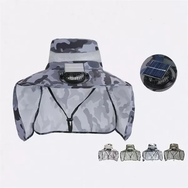 Wide Brim Sun Hat With Solar Fan - Wide Brim Sun Hat With Solar Fan - Image 0 of 5