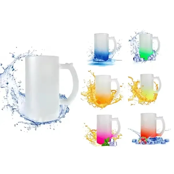 Gradient color frosted glass colorful 16oz beer mug - Gradient color frosted glass colorful 16oz beer mug - Image 0 of 4