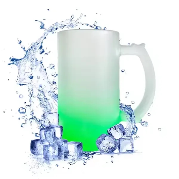 Gradient color frosted glass colorful 16oz beer mug - Gradient color frosted glass colorful 16oz beer mug - Image 3 of 4