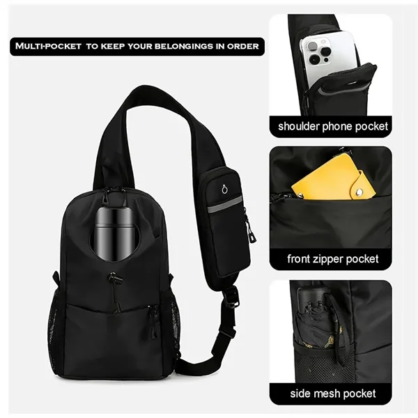 Waterproof Chest Bag with Bottle Pocket for Casual Travel - Waterproof Chest Bag with Bottle Pocket for Casual Travel - Image 2 of 9