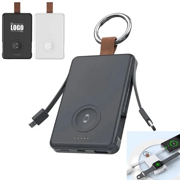 5000mAh Magnet Watch Charger Power Bank With Built-In Cables - 5000mAh Magnet Watch Charger Power Bank With Built-In Cables - Image 0 of 5