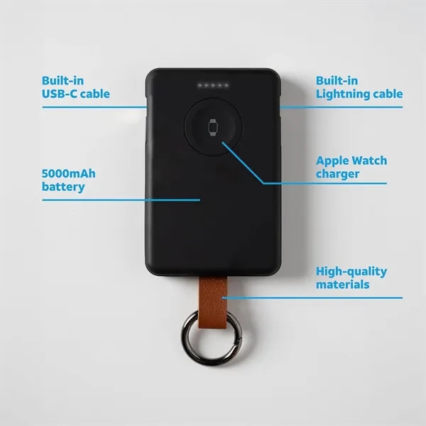5000mAh Magnet Watch Charger Power Bank With Built-In Cables - 5000mAh Magnet Watch Charger Power Bank With Built-In Cables - Image 3 of 5