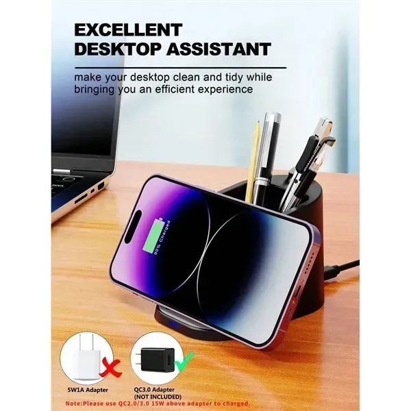 Wireless Charging Stand with Pen Holder - Wireless Charging Stand with Pen Holder - Image 4 of 4