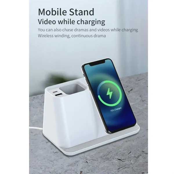 Multi-Function Dual USB Port Wireless Charging Pen Holder - Multi-Function Dual USB Port Wireless Charging Pen Holder - Image 3 of 3