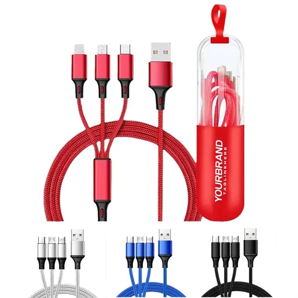 3-in-1 Multi-Charging Cable with Nylon Braided Cord - 3-in-1 Multi-Charging Cable with Nylon Braided Cord - Image 0 of 3