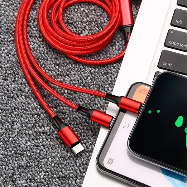 3-in-1 Multi-Charging Cable with Nylon Braided Cord - 3-in-1 Multi-Charging Cable with Nylon Braided Cord - Image 2 of 3