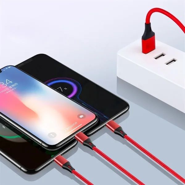 3-in-1 Multi-Charging Cable with Nylon Braided Cord - 3-in-1 Multi-Charging Cable with Nylon Braided Cord - Image 3 of 3