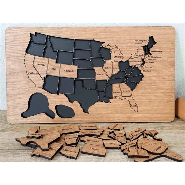 3D Wood Wall Art Name Jigsaw Kid Toy Wooden Map Puzzle - 3D Wood Wall Art Name Jigsaw Kid Toy Wooden Map Puzzle - Image 7 of 8