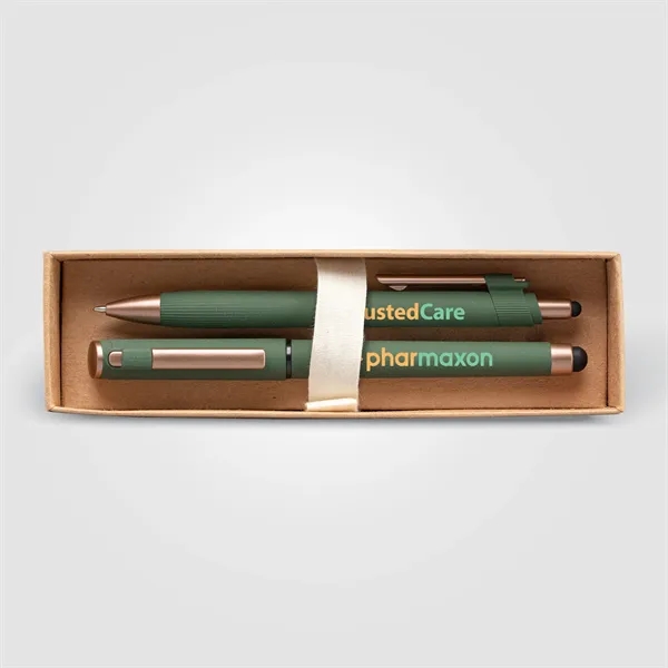 York Recycled Plastic Bronze Trim Pen Gift Set-Box Decorated - York Recycled Plastic Bronze Trim Pen Gift Set-Box Decorated - Image 6 of 11