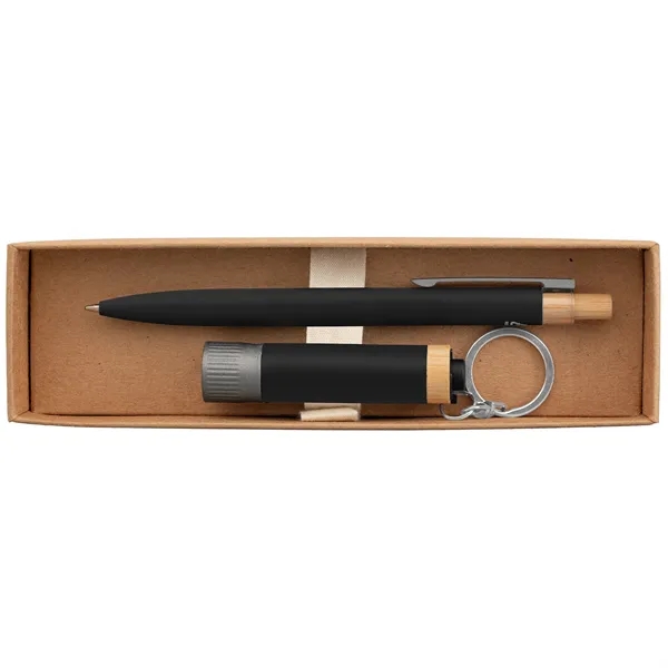 Reborn Recycled Aluminum Bamboo Accented Pen & Flashlight