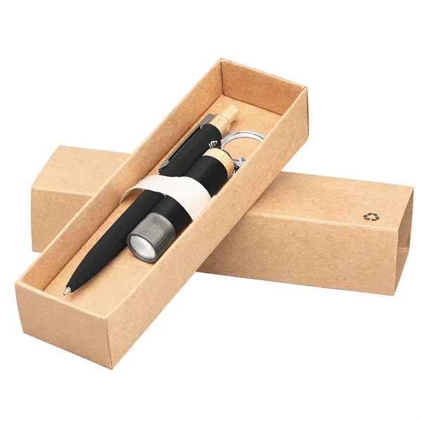 Reborn Recycled Aluminum Bamboo Accented Pen & Flashlight