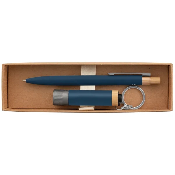 Reborn Recycled Aluminum Bamboo Accented Pen & Flashlight