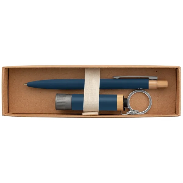 Reborn Recycled Aluminum Bamboo Accented Pen & Flashlight