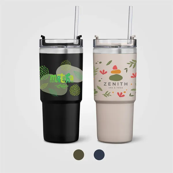 Recycled Stainless Steel Double Wall Leakproof Straw Tumbler - Recycled Stainless Steel Double Wall Leakproof Straw Tumbler - Image 0 of 24