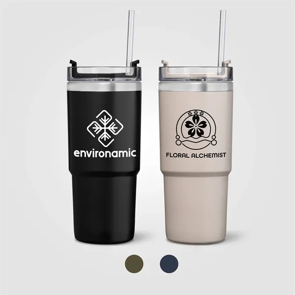 Recycled Stainless Steel Double Wall Leakproof Straw Tumbler - Recycled Stainless Steel Double Wall Leakproof Straw Tumbler - Image 0 of 18