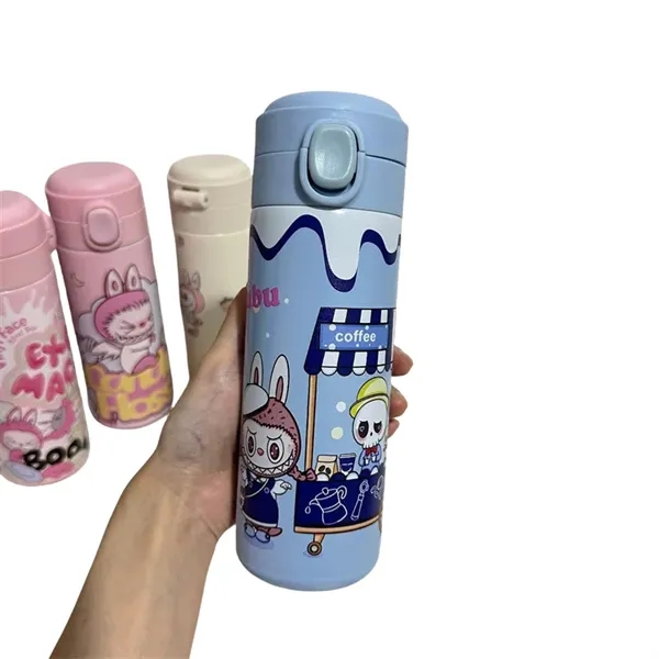 13.5 oz LABUBU Cute Cartoon Push-Button Thermos Bottle - 13.5 oz LABUBU Cute Cartoon Push-Button Thermos Bottle - Image 1 of 7