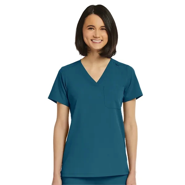 ScrubJoy Originals - Women's Fitted One-Pocket V-Neck Top - ScrubJoy Originals - Women's Fitted One-Pocket V-Neck Top - Image 3 of 23