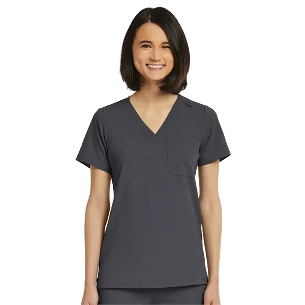 ScrubJoy Originals - Women's Fitted One-Pocket V-Neck Top - ScrubJoy Originals - Women's Fitted One-Pocket V-Neck Top - Image 17 of 23