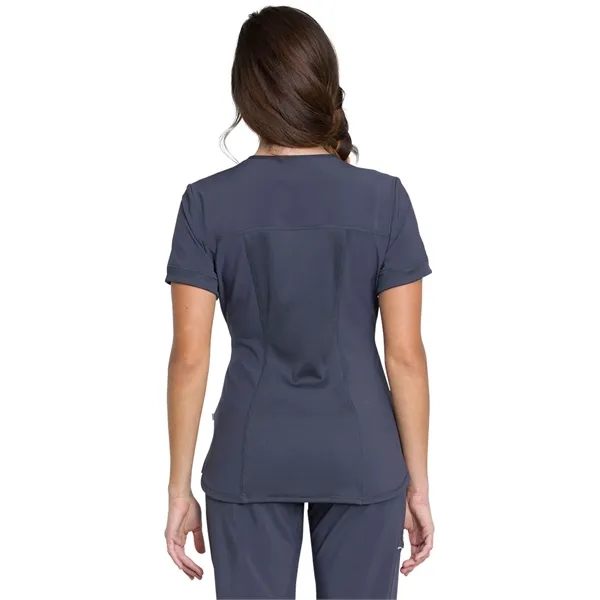 Infinity - Women's Mixed Media Zip Front V-Neck Top - Infinity - Women's Mixed Media Zip Front V-Neck Top - Image 4 of 7