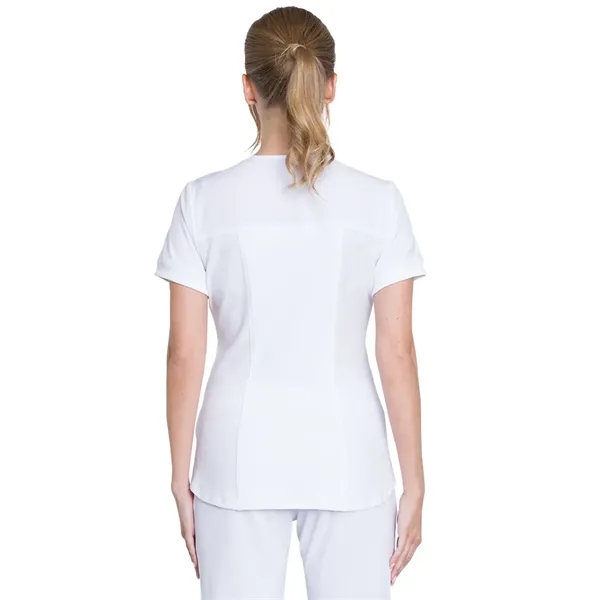 Infinity - Women's Mixed Media Zip Front V-Neck Top - Infinity - Women's Mixed Media Zip Front V-Neck Top - Image 6 of 7