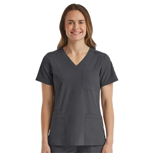 ScrubJoy Originals - Women's Fitted Six-Pocket V-Neck Top - ScrubJoy Originals - Women's Fitted Six-Pocket V-Neck Top - Image 3 of 4