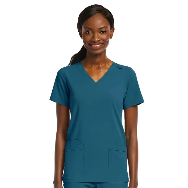 ScrubJoy Originals - Women's Fitted Two-Pocket V-Neck Top - ScrubJoy Originals - Women's Fitted Two-Pocket V-Neck Top - Image 3 of 23