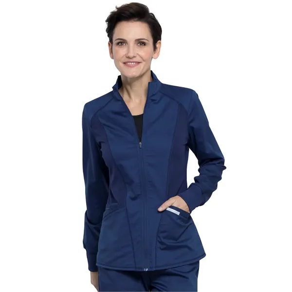 Cherokee - Workwear Revolution - Zip Front High-Low Jacket - Cherokee - Workwear Revolution - Zip Front High-Low Jacket - Image 3 of 7