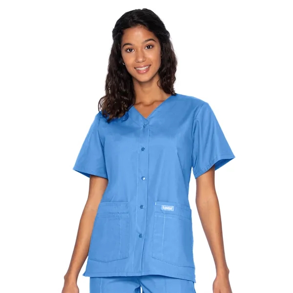 Landau - Essentials - Women's Four-Pocket Snap-Front V-Ne... - Landau - Essentials - Women's Four-Pocket Snap-Front V-Ne... - Image 3 of 17