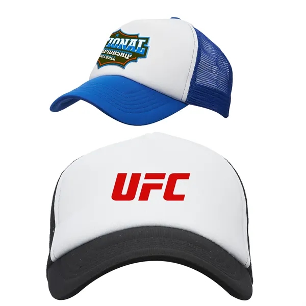 Two Tone Polyester Baseball Caps w/ Custom Logo & Mesh Back