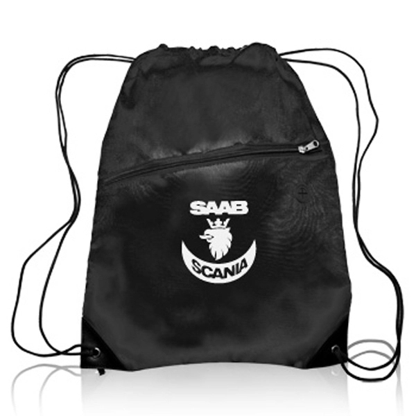 Drawstring Sports Bag w/ Zipper & Earphone Slot (13.5"x18") - Drawstring Sports Bag w/ Zipper & Earphone Slot (13.5"x18") - Image 9 of 17