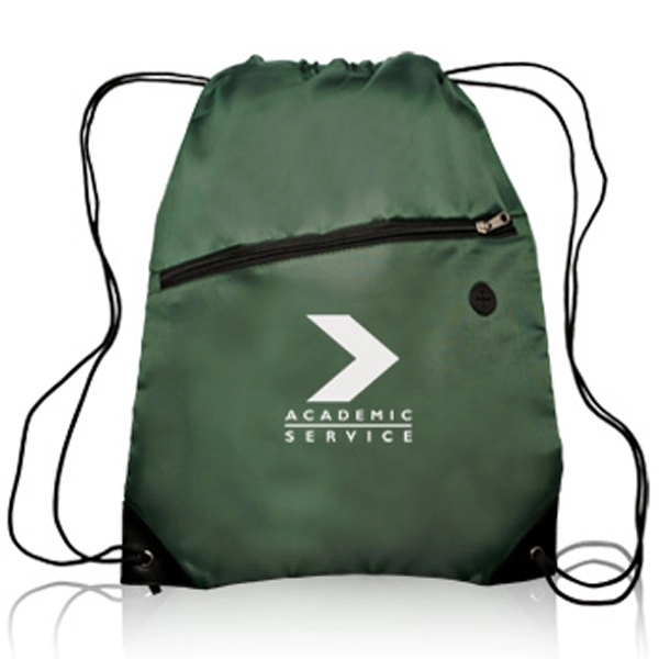 Drawstring Sports Bag w/ Zipper & Earphone Slot (13.5"x18") - Drawstring Sports Bag w/ Zipper & Earphone Slot (13.5"x18") - Image 3 of 17