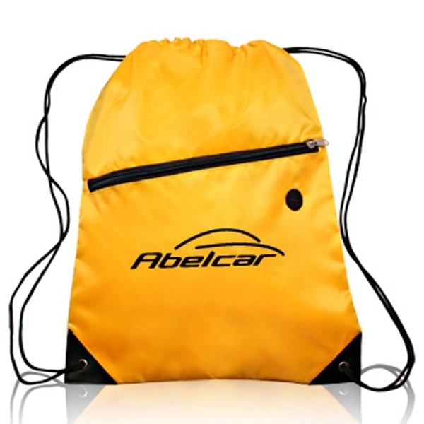 Drawstring Sports Bag w/ Zipper & Earphone Slot (13.5"x18") - Drawstring Sports Bag w/ Zipper & Earphone Slot (13.5"x18") - Image 8 of 17