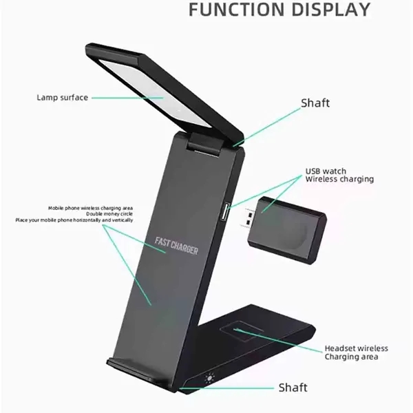 Foldable Wireless Magnetic Charger With LED Lamp - Foldable Wireless Magnetic Charger With LED Lamp - Image 1 of 2