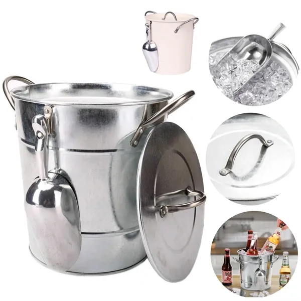 4L Silver Double Walled Ice Bucket With Lid And Scoop - 4L Silver Double Walled Ice Bucket With Lid And Scoop - Image 0 of 4