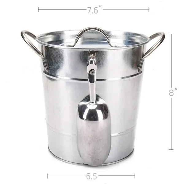 4L Silver Double Walled Ice Bucket With Lid And Scoop - 4L Silver Double Walled Ice Bucket With Lid And Scoop - Image 1 of 4