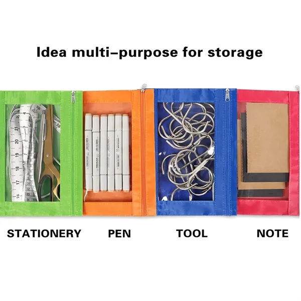 3-Ring Zipper Pencil Pouch with Clear Window for School - 3-Ring Zipper Pencil Pouch with Clear Window for School - Image 1 of 3