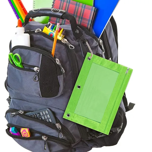 3-Ring Zipper Pencil Pouch with Clear Window for School - 3-Ring Zipper Pencil Pouch with Clear Window for School - Image 3 of 3