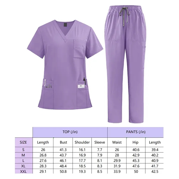 Solid nurse top and pants medical uniform women's scrub set - Solid nurse top and pants medical uniform women's scrub set - Image 1 of 4