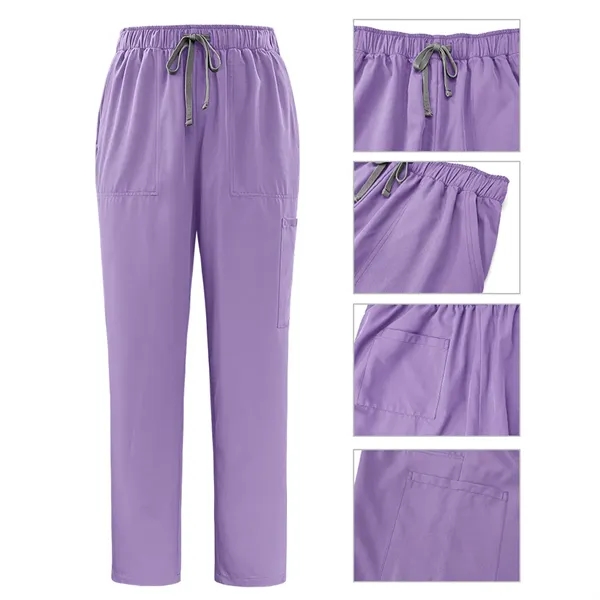 Solid nurse top and pants medical uniform women's scrub set - Solid nurse top and pants medical uniform women's scrub set - Image 3 of 4