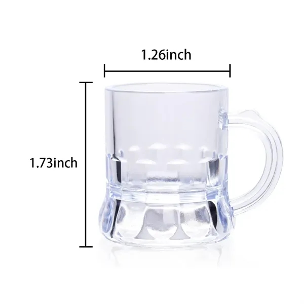 1 oz reusable mini clear plastic beer mug shot with handles - 1 oz reusable mini clear plastic beer mug shot with handles - Image 1 of 4
