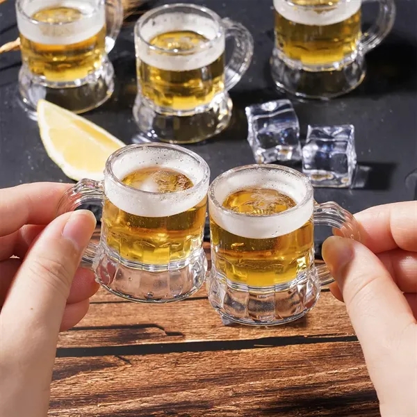 1 oz reusable mini clear plastic beer mug shot with handles - 1 oz reusable mini clear plastic beer mug shot with handles - Image 2 of 4