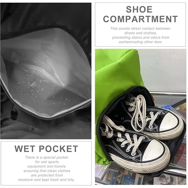 Waterproof shoe wet clothes compartment sport gym duffel bag - Waterproof shoe wet clothes compartment sport gym duffel bag - Image 3 of 4
