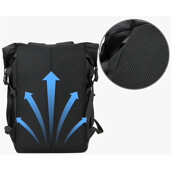 Roll Top Large Capacity Backpack For College, Outdoor - Roll Top Large Capacity Backpack For College, Outdoor - Image 6 of 11