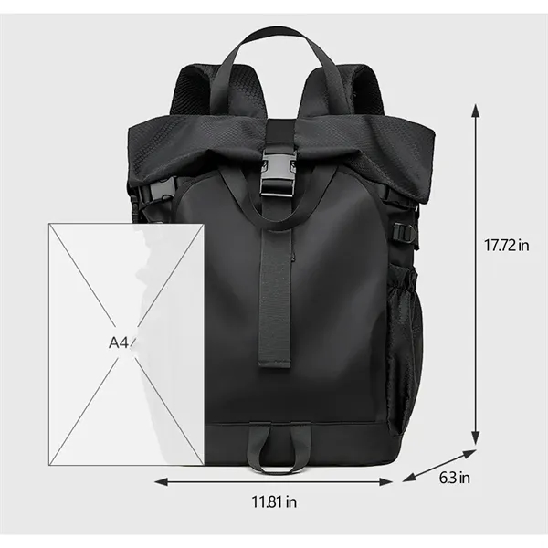 Roll Top Large Capacity Backpack For College, Outdoor - Roll Top Large Capacity Backpack For College, Outdoor - Image 9 of 11