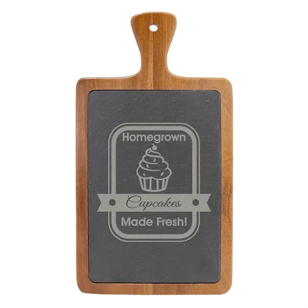 13 1/4" x 7" Acacia Wood/Slate Cutting Board - 13 1/4" x 7" Acacia Wood/Slate Cutting Board - Image 0 of 3